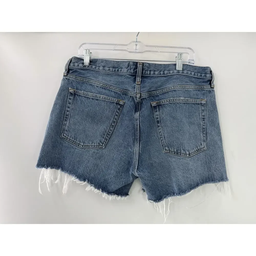 AGOLDE Women’s Parker Long Cotton Denim Shorts Cut Offs Anthropologie Size 31